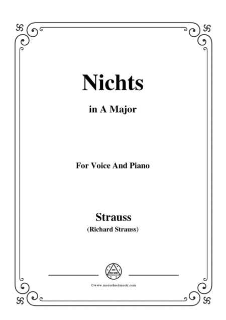 Richard Strauss Nichts In A Major For Voice And Piano Sheet Music