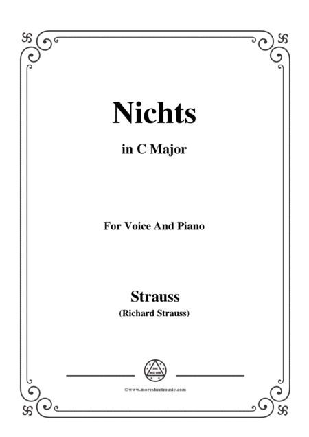 Richard Strauss Nichts In C Major For Voice And Piano Sheet Music