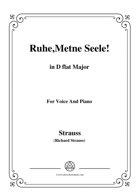 Free Sheet Music Richard Strauss Ruhe Meine Seele In D Flat Major For Voice And Piano