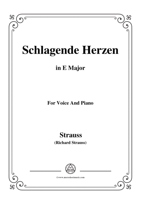 Richard Strauss Schlagende Herzen In E Major For Voice And Piano Sheet Music