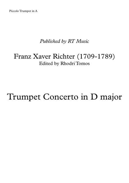 Free Sheet Music Richter Trumpet Concerto Solo Parts