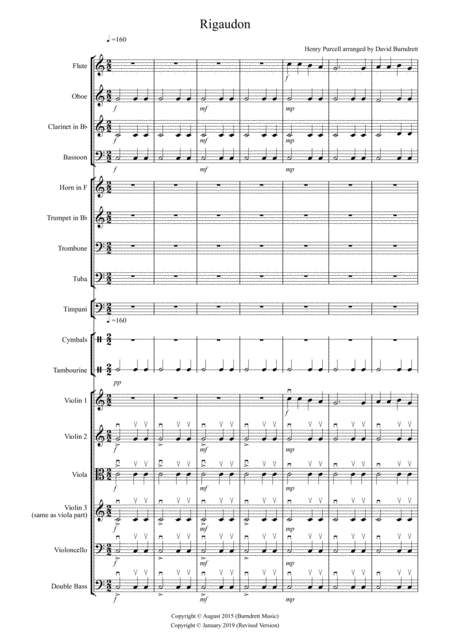 Rigaudon By Purcell For School Orchestra Sheet Music