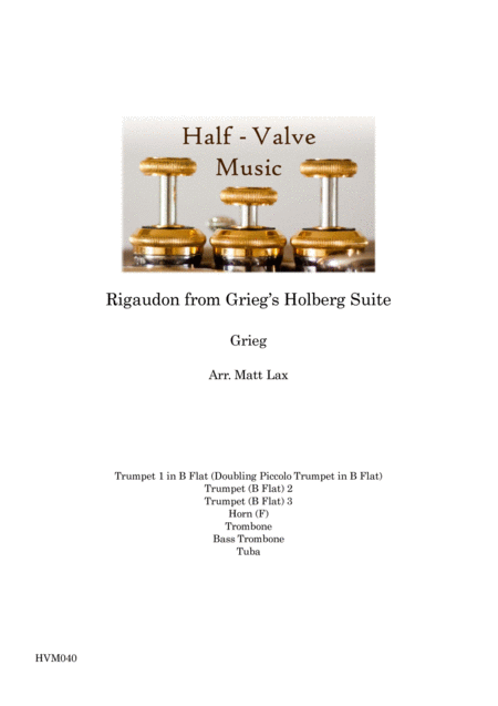 Rigaudon From Griegs Holberg Suite Brass Septet Sheet Music