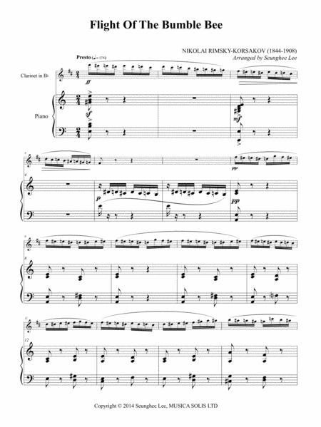 Rimsky Korsakov Flight Of The Bumble Bee For Clarinet And Piano Sheet Music