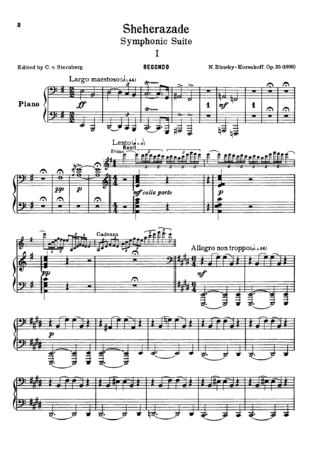 Rimsky Korsakov Sheherazade I For Piano Duet 1 Piano 4 Hands Pr831 Sheet Music