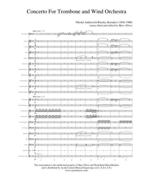 Free Sheet Music Rimsky Korsakov Trombone Concerto Transcribed For Concert Band