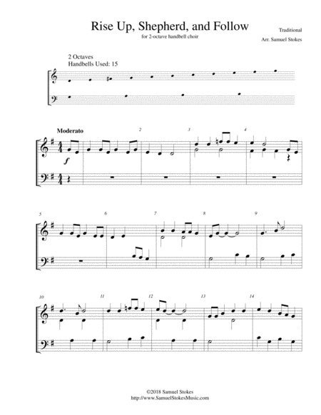 Free Sheet Music Rise Up Shepherd And Follow For 2 Octave Handbell Choir