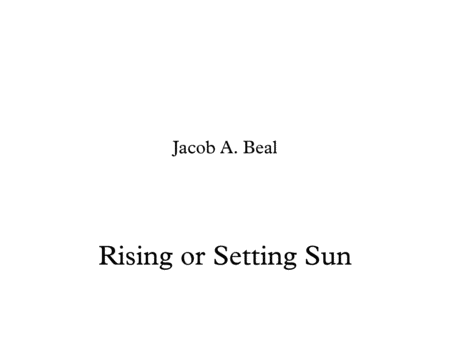 Rising Or Setting Sun Sheet Music