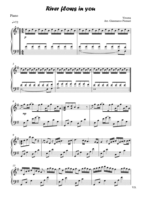 Free Sheet Music River Flows In You Arr For Quartet With Viola Or Cello Solo