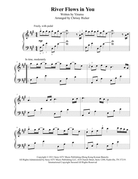 River Flows In You Intermediate Piano Sheet Music