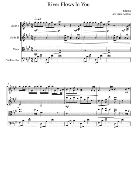 River Flows In You String Quartet Sheet Music