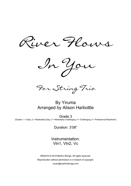Free Sheet Music River Flows In You String Trio