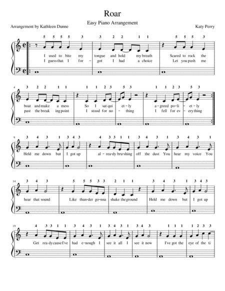 Roar Easy Piano Arrangement Sheet Music