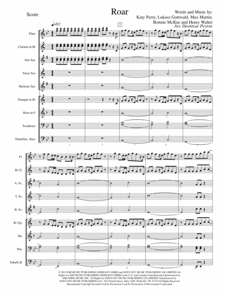 Free Sheet Music Roar For Pep Band