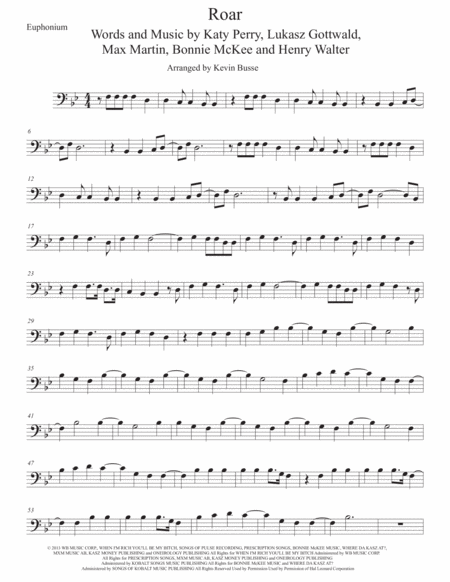 Free Sheet Music Roar Original Key Euphonium