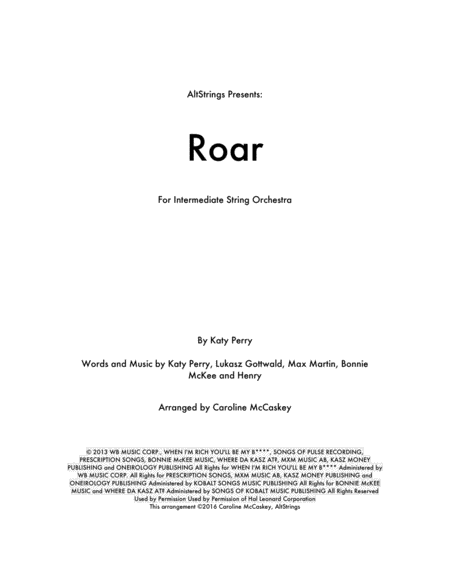 Roar String Orchestra Sheet Music