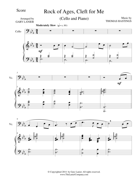 Rock Of Ages Cello Piano And Cello Part Sheet Music