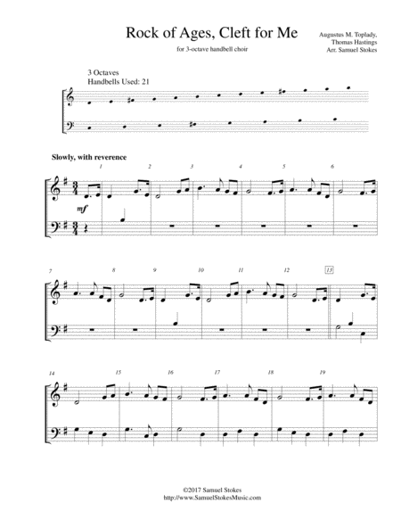 Rock Of Ages Cleft For Me For 3 Octave Handbell Choir Sheet Music