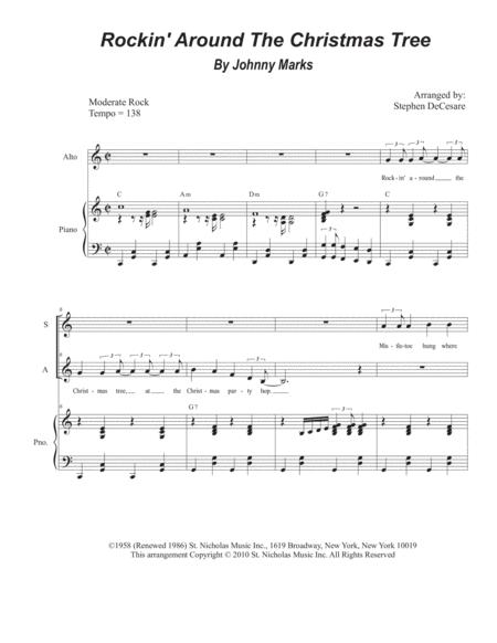 Free Sheet Music Rockin Around The Christmas Tree For 2 Part Choir Sa