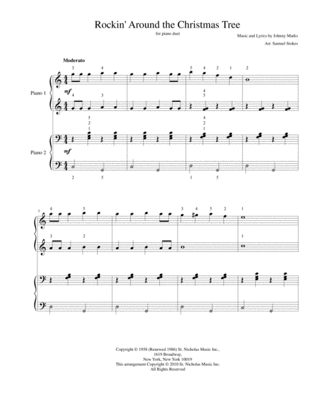 Rockin Around The Christmas Tree For Piano Duet Sheet Music