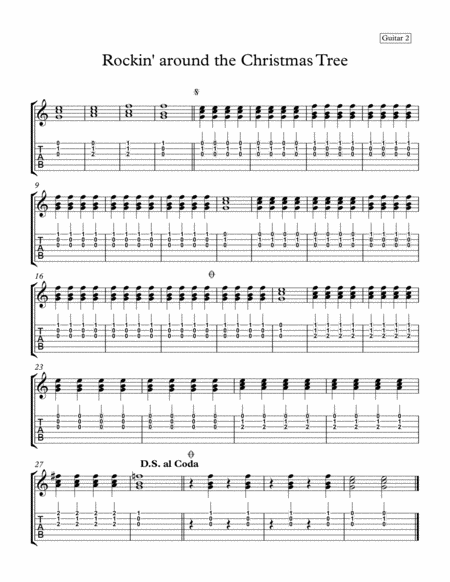 Free Sheet Music Rockin Around The Christmas Tree Guitar 2 Part