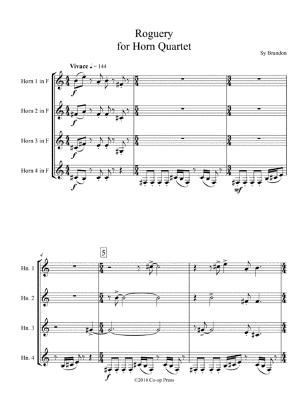 Roguery For Horn Quartet Sheet Music