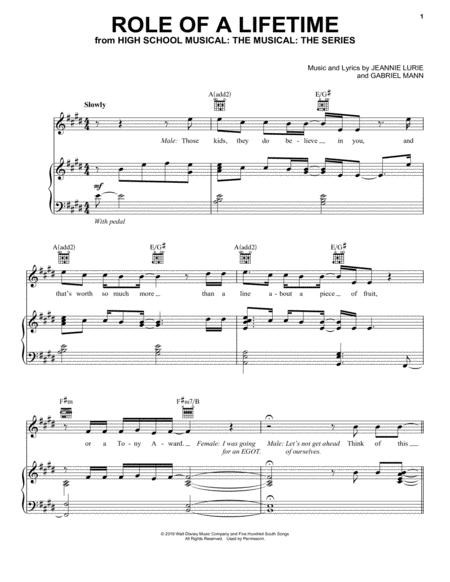 Free Sheet Music Role Of A Lifetime From High School Musical The Musical The Series