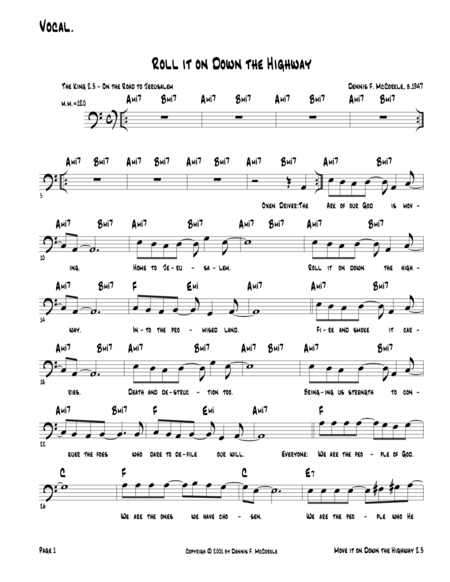 Roll It On Down The Highway Ahio Cast From The Kings Act 2 Song 3 Sheet Music