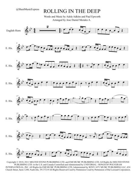 Rolling In The Deep For English Horn Sheet Music