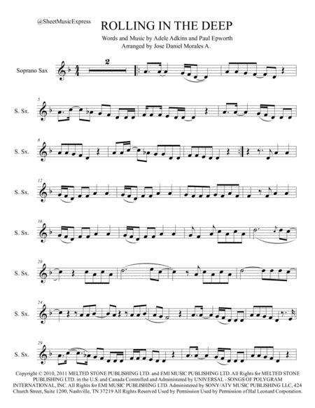 Rolling In The Deep For Soprano Sax Sheet Music