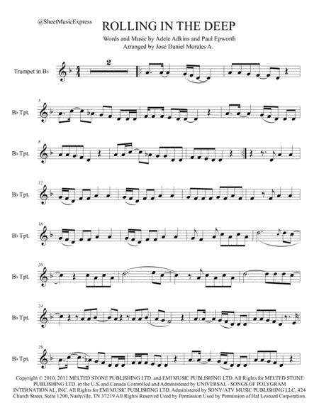 Rolling In The Deep For Trumpet In Bb Sheet Music