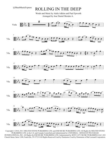 Rolling In The Deep For Viola Sheet Music