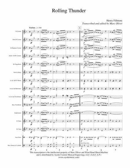 Rolling Thunder Transcribed For Brass Band Sheet Music