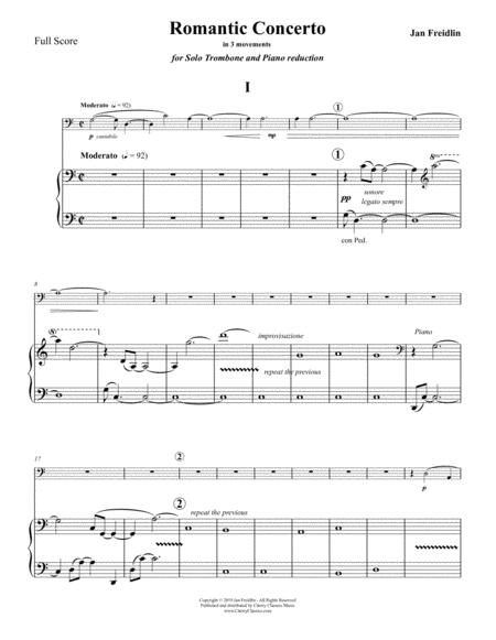 Free Sheet Music Romantic Concerto For Trombone With Piano Reduction Accompaniment