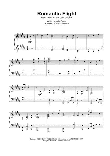 Free Sheet Music Romantic Flight From How To Train Your Dragon Piano Solo