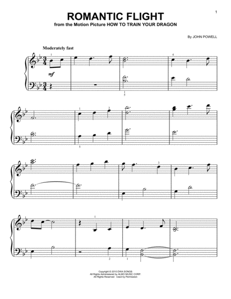 Free Sheet Music Romantic Flight From How To Train Your Dragon