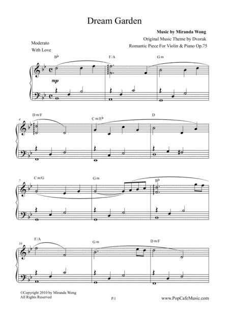 Romantic Piece Op 75 Dream Garden By Dvorak Piano Solo Sheet Music