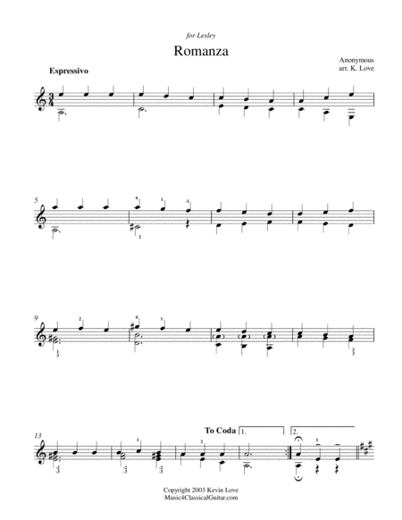 Romanza Spanish Romance Simplified Sheet Music