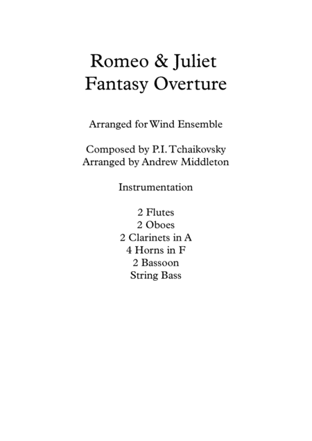 Free Sheet Music Romeo Juliet Fantasy Overture Arranged For Wind Ensemble