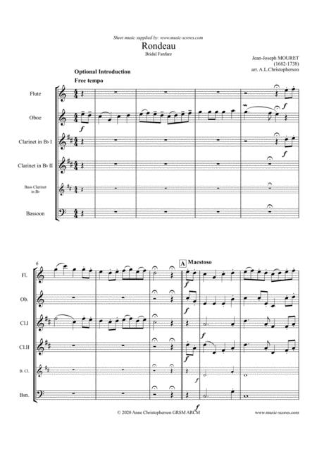 Free Sheet Music Rondeau Bridal Fanfare Flute Oboe 2 Clarinets Bass Clarinet And Bassoon