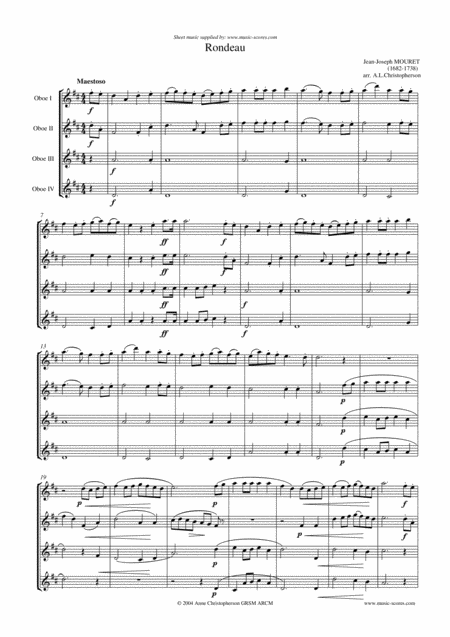 Rondeau Bridal Fanfare Oboe Quartet Sheet Music