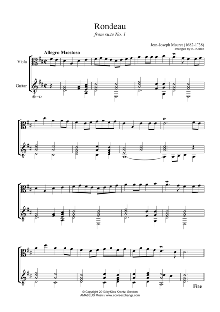 Rondeau For Viola And Guitar Sheet Music