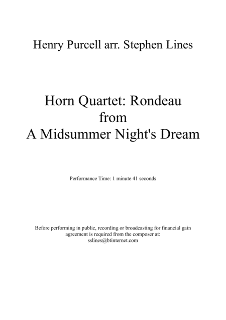 Rondeau From A Midsummer Nights Dream Sheet Music