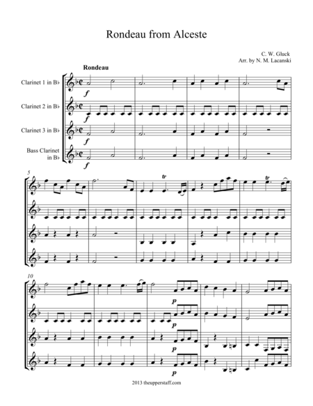 Free Sheet Music Rondeau From Alceste