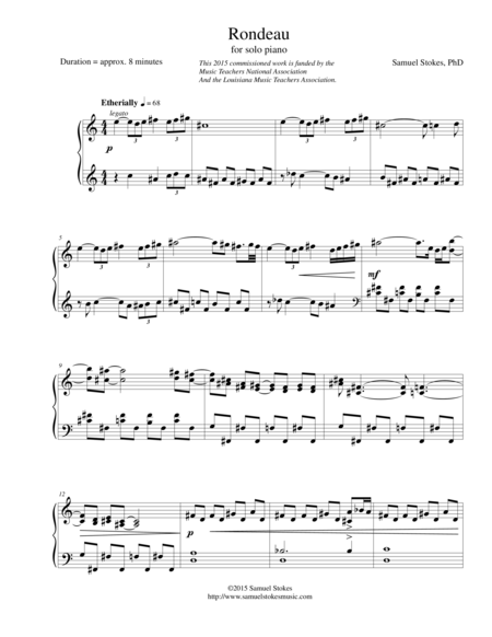 Free Sheet Music Rondeau Jazz Style Piece For Solo Piano Lmta Commissioned Work