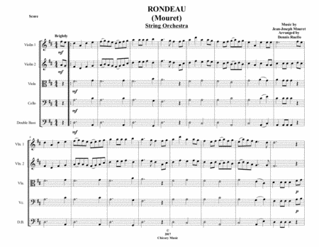 Rondeau Mouret String Orchestra Intermediate Sheet Music