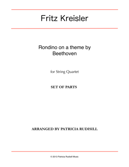 Rondino On A Theme By Beethoven Arr For String Quartet Sheet Music