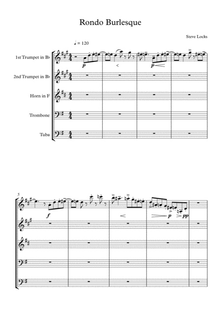 Rondo Burlesque For Brass Quintet Sheet Music