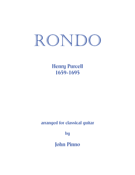 Rondo Henry Purcell For Solo Classical Guitar Sheet Music