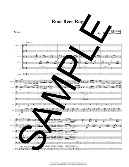 Free Sheet Music Root Beer Rag For Brass Quintet